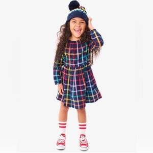 Primary Girl’s Party Dress in Rainbow Plaid